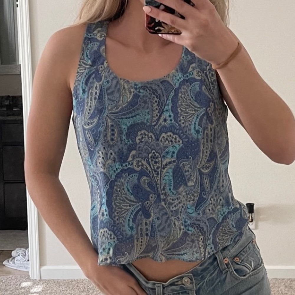 Vintage 90s Y2K Floral Print Flowy Tank‎
